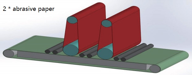 HH-FG03.07 construción interna da máquina trituradora con 2 cabezas que inclúe 2 molinillos e correa abrasiva