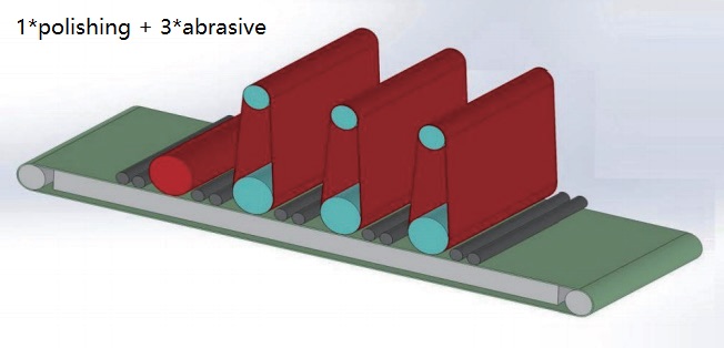 HH-FG03.10 Máquina trituradora multicombinatoria - construción interna con 4 cabezas que inclúe 3 ​​amoladoras e 1 pulidora